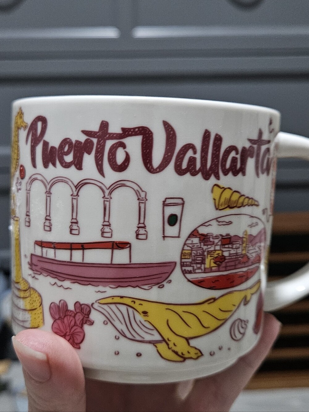 Starbucks Puerto Vallarta Ceramic Mug - White, Yellow & Maroon